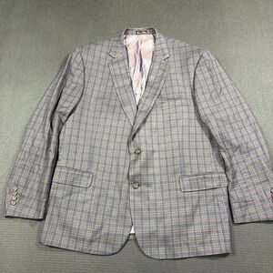 Jean-Paul Germain 48R Gray Sport Coat Blazer Jacket Plaid 2-Button‎ Wool Silk